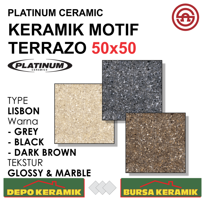 Keramik Terrazo Glossy 50x50 LISBON SERIES PLATINUM Glossy&Marble