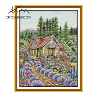 CrossDecor พิมพ์รูปแบบภูมิทัศน์ครอสติชชุดสมบูรณ์11CT 14CT ประทับแบบ DIY แฮนด์เมดเย็บปักถักร้อยด้ายฝ้ายชุดห้องพักตกแต่งบ้านหัตถกรรมชุดจักรเย็บผ้า-ลาเวนเดอร์บ้าน