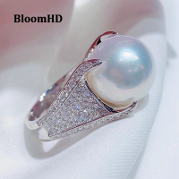 BloomHD แหวนมุกเทียมเซอร์โคเนียปูพื้นขนาด6-10