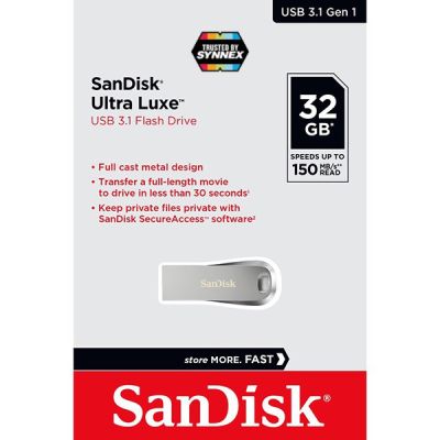 🤩สุดพิเศษ ULTRA LUXE Flash Drive USB 3.1 32GB Speed 150MB/s (SDCZ74_032G_G46) Memory แฟลชไดร์ฟ แซนดิส ประกัน Synnex 5ปี สุดพิเศษ แฟลชไดร์ฟแท้