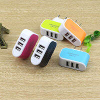 อะแดปเตอร์ติดผนังปลั๊กเสียบ US พอร์ตชาร์จติดผนังอเนกประสงค์3 USB บล็อกลูกบาศก์สีลูกอม AC 110-220V 5V