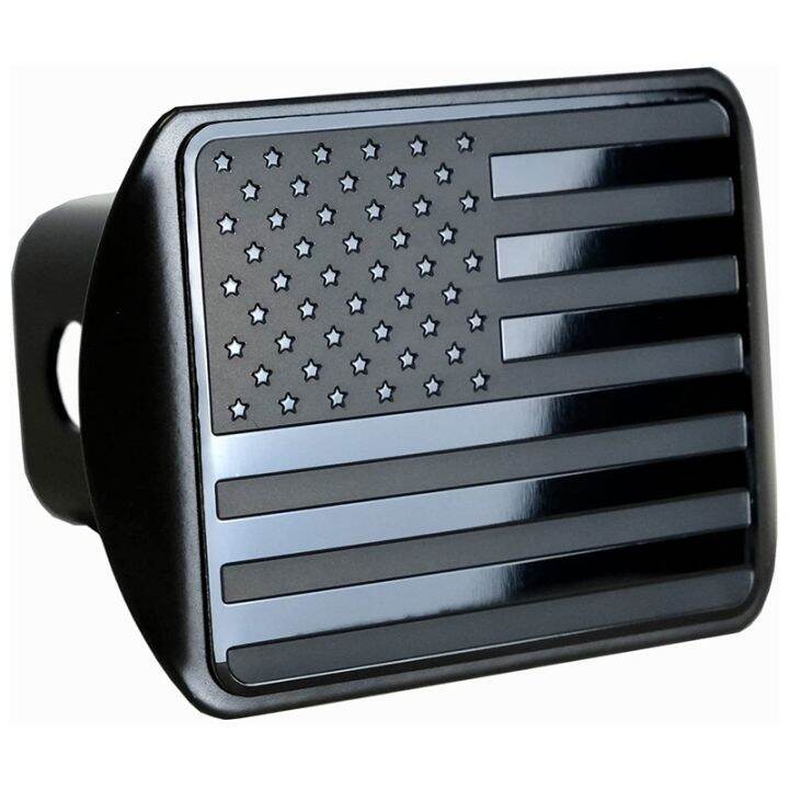 Stainless Steel Flag Metal Emblem On Metal Trailer Hitch Cover Fits 2 ...