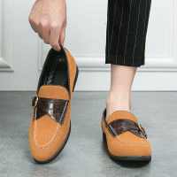 Mens Suede Loafers รองเท้าแบรนด์หรูแฟชั่นผู้ชายรองเท้าสบายๆขับรถรองเท้าแตะผู้ชายนุ่มสบายรองเท้าผ้าใบแบน Homme