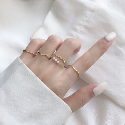 ส่งจากไทย 🇹🇭 แหวนมุก แหวนแฟชั่น สไตล์เกาหลี สําหรับผู้หญิง แหวนเซต 5 ชิ้น เครื่องประดับ แหวนเซ็ตแฟชั่น 9.9