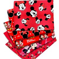 Disney Red Mickey Minnie Cotton Fabric Printed Cloth Sewing Quilting for Patchwork Needlework DIY Handmade Material Accessories Exercise Bands
