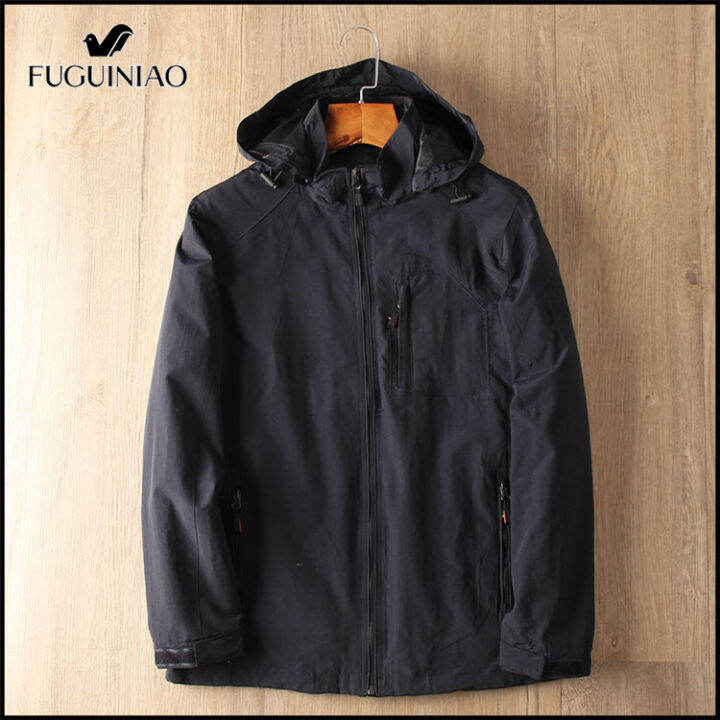 fuguiniao-แจ็คเก็ตกลางแจ้ง-windproof-กันน้ำคลุมด้วยผ้าเสื้อกันลมผู้ชายบาง-o-versize-เสื้อลำลอง