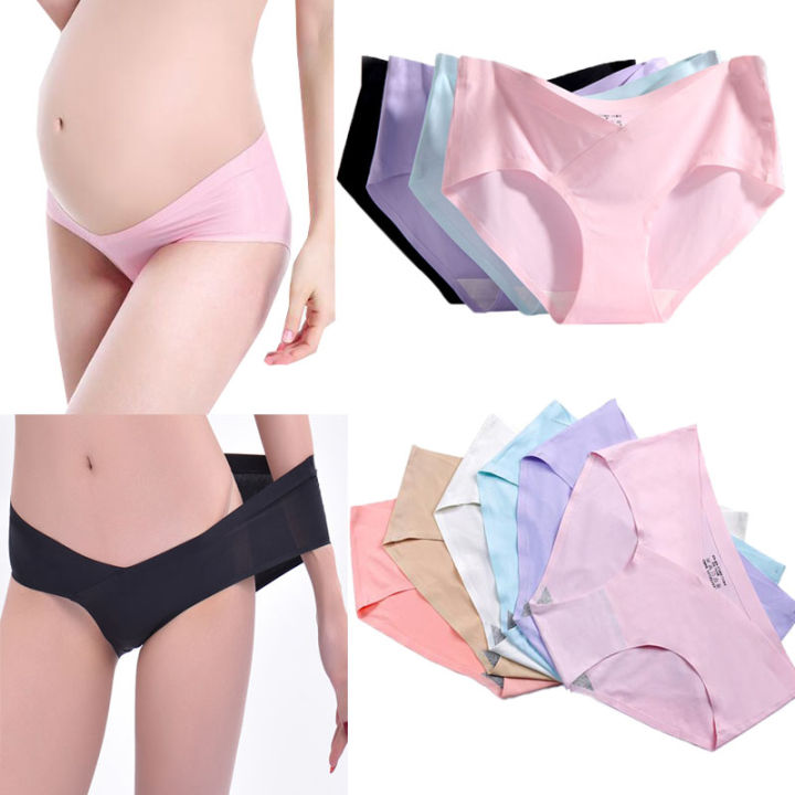 Ready Stock Pregnant women's Underwear Low Waist pure cotton crotch Ice  Silk Summer female Seamless Panties