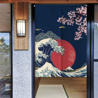 Japanese Fuji Waves Cherry Door Curtain Partition Kitchen Doorway Decorative Drapes Cafe Restaurant Entrance Noren Half-Curta Inheritance