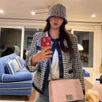 Spot parcel post[ Send in Seconds ]2023 Spring New Korean Dongdaemun French Style Temperament Plaid Classic Style Slimming Coat Women