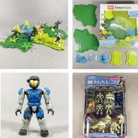 Mega Bloks Construx Halo กระเป๋าทหารสปาร์ตันตุ๊กตาขยับแขนขาได้บล็อกตัวต่ออะนิเมะของแท้แผ่นด้านล่างอุปกรณ์ของเล่นของขวัญ