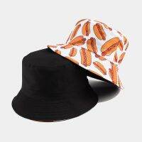 [hot]American Hot Dog Pattern Bucket Hat Mens Big Head Circumference Double-sided Bob Hats Womens Outdoor Sun Protection Sun Cap