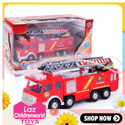 [Childrenworld] Boys 360 Rotation Electric Fire Truck Toy with Music LED Shooting Water Kids Electric Car Toy Birthday Gift