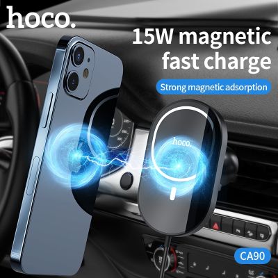 Hoco 15W Magnetic Wireless Car Charger For iPhone 13 14 Pro Max Qi Fast Charging Air Vent Phone Holder TypeC Cable For iPhone 12