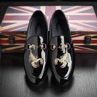 HOT★รองเท้าหนังผู้ชาย Classic Slip-On Loafers Mens ขับรถรองเท้าแตะผู้ชายเย็บปักถักร้อยงานแต่งงาน Flats EUR ขนาด38-48