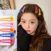 5pcs Korean Fashion Candy Wave Hair Clip Cute Girl Versatile Bang Clip Colorful Hollow Duckbill Clip Makeup Clip Headwear