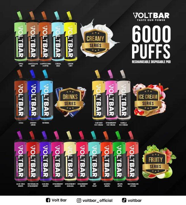 Voltbar 6000 Puff READY STOCK FOR SALE VOLTBAR 6000 PUFF ALL FLAVOUR