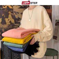 LAPPSTER Harajuku เสื้อฮู้ด7สีพื้น2023ผู้ชายแฟชั่นเกาหลีสำหรับฤดูใบไม้ร่วงเสื้อผ้าแนวสตรีทญี่ปุ่นเสื้อกันหนาวขนาดใหญ่