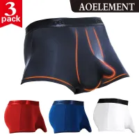 AOELEMENT 3 PCS Men S Sexy Temptation U-Convex Design Modal Comfortable Boxer Mid-Waist Breathable 225