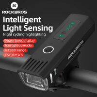 ROCKBROS ไฟหน้าจักรยานอัจฉริยะ,250Lumens 1500MAh เซ็นเซอร์ไฮไลท์ MTB ไฟจักรยานเสือหมอบไฟฉายคาดหัวสำหรับปั่นจักรยาน