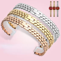 สายนาฬิกาสแตนเลส Silver Rose Gold สร้อยข้อมือสายคล้องคอ6 8 10 12 14มม. ขนาดเล็ก Dial Lady S แฟชั่นนาฬิกา Chain