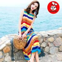 COD DSFGRDGHHHHH Long Dress Fashion Rainbow Sleeveless Summer Dress Women Beach Casual Maxi Dresses
