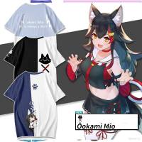 เสื้อยืดแขนสั้นพิมพ์ลาย Hololive Vtuber Ookami Mio สําหรับผู้ชาย