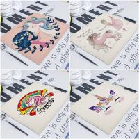 【CC】 Cartoon Pink Table Unicorn Individual Placemats Coasters Set 42x32Cm The Cup Mats Dining