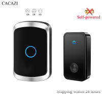 CACAZI Self Powered ออดไร้สายกันน้ำ Smart Home ไม่มีแบตเตอรี่ Doorbell พร้อมริงโทน150M รีโมทตัวรับ Bell