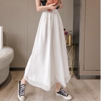 Korean version of the new chiffon joker elastic waist show thin wide leg high waist casual pants nine minutes skirt pants