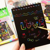 Notebook 10x14cm Large Magic Color Rainbow Scratch Paper Note book Black DIY Drawing Toys Scraping Painting Kid Doodle Office