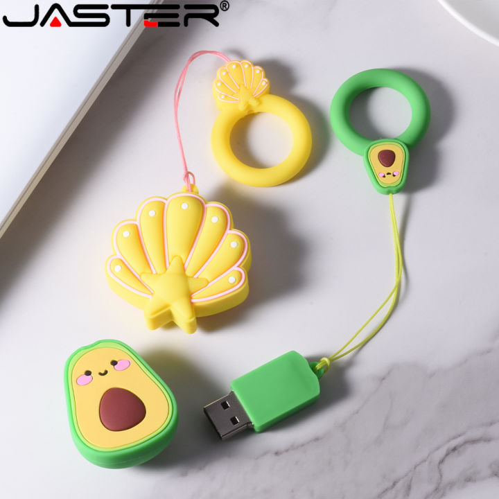 hot-jaster-ใหม่การ์ตูนน่ารัก-avocado-usb-flash-drive-64gb-hi-speed-u-disk-32gb-สีเหลือง-mini-pendrive-ฟรี-key-chain-ภายนอก