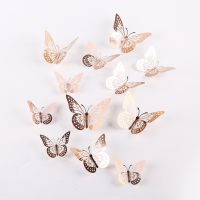 12pcs Cake Decorations 3D Hollow Butterflies Happy Birthday Cake Toppers for Birthday Cake Dessert Baby Shower Decor Butterfly