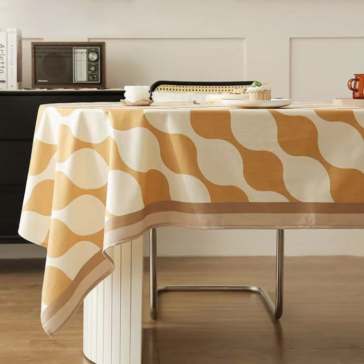 m-q-s-ผ้าปูโต๊ะ-ผ้าคลุมโตีะอาหาร-ผ้าปูโต๊ะโฮมมู้ดวินเทจ-สี่เหลี่ยมผืนผ้า-พิมพ์ลายสวยงาน-กันคราบสรกปก
