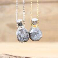 Druzy Perfume Bottle Pendants Necklace Faceted Agates Geode Drusy Vial Jewelry QC1150