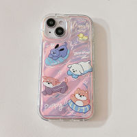 เคสโทรศัพท์เลเซอร์รูปสัตว์น่ารักใช้ได้กับ IPhone14 13 12 11 Pro Max XXS ฝาหลัง TPU นุ่มกันกระแทกเรียบ