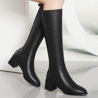 [COD] womens high-top autumn and winter new mid-tube high boots but knee-high thick-heeled high-heeled Korean knight