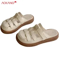 [AOKANG sandals new head off female sandals heel shoes flats beach sandals Korean version shoes lifesavers long sandals to all to dress shoes sandals muffin/heel accessories,AOKANG Baotou sandals and slippers for women