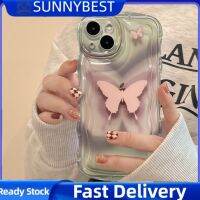 SUNNYBEST เคสโทรศัพท์ซิลิโคนลายคลื่นผีเสื้อเกาหลีใช้ได้กับ IPhone 14 13 12 11 Pro Max XR Xs Max IPhone 8 7 Plus Se3 Se2020