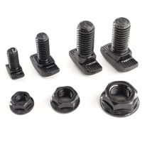 50pcs/lot Black M5 M6 M8 T Bolt Screws for EU Standard 20 30 40 45 Aluminum Profile50pcs M5 M6 M8 Hex Flange Nuts Optional