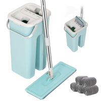 Flat Squeeze Mop with Bucket for Wash Floor Cleaning Dry And Wet Usage Home Kitchen Magic Automatic Self Lazy Lightning Offers