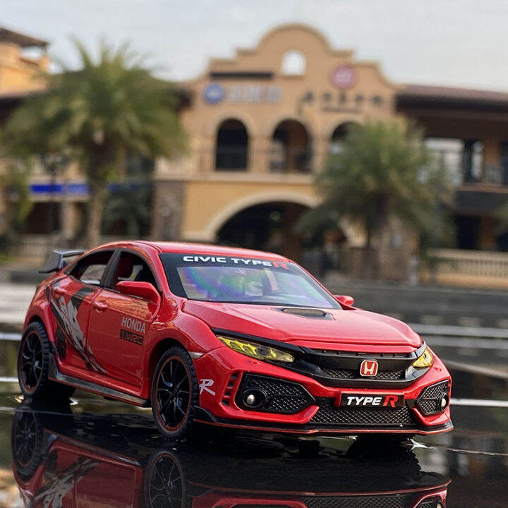 type-r-รถโมเดลรถของเล่นโลหะหล่อจากโมเดลรถยนต์สปอร์ตรถของ-honda-civic-ของขวัญของเล่นเด็กเก็บสะสมไฟและเสียง