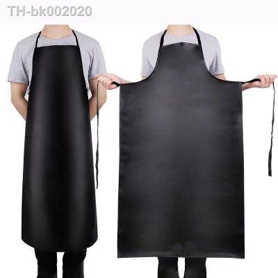 ▼♕ Waterproof And Oil-proof Leather Apron PU Bib Kitchen Men and Womens Household Dirt-Resistant Work Clothes For Slaughter