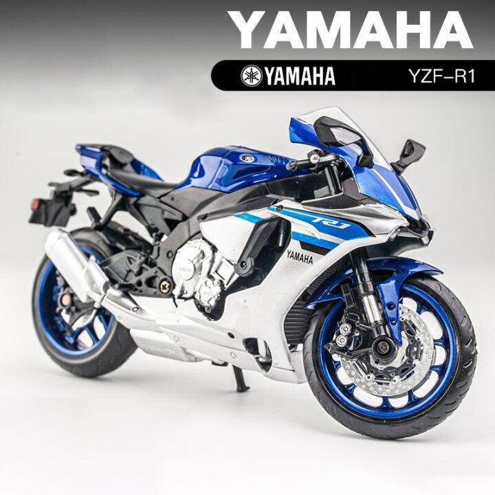 1-12การจำลองแข่งรถจักรยานยนต์-yzfr1-yzf-r1ยามาฮ่าโมเดลมอเตอร์ไซค์อัลลอยโช้คอัพของเล่นแบบชุดสะสมของขวัญเด็กรถยนต์