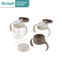 Richell(ริเชล) TLI Mugs!! ชุดเซ็ตแก้วน้ำหัดดูดหลอด 3 สเต็ปรุ่น TLI  (ลายใหม่)