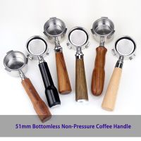 ‘；【。 51Mm Bottomless Coffee Handle With Non-Pressure Filter Basket For Espresso Coffee Machine Stainless Steel Parts 3 Lugs Handle