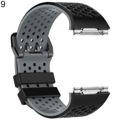 สายรัดข้อมือซิลิโคนสำหรับ Fitbit Ionic L (สีดำ + สีเทา)