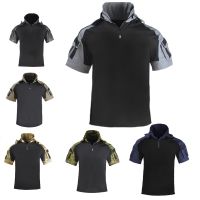 HAN WILD Tactical T shirt Men Short Sleeves Shirt Clothing Soldiers Army Hood Camping Equipment