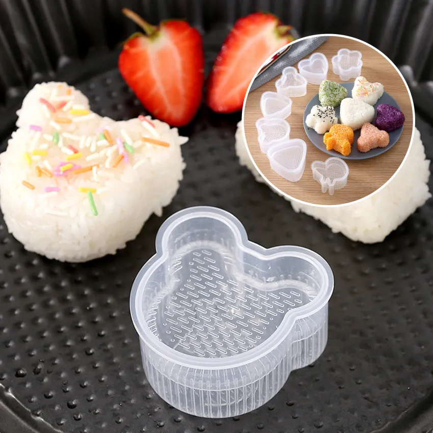 Sushi Making Mold， DIY Sushi Triangle Round Heart Making Kit Sushi Cooking  Tools For Kids Kitchen Tools Little Bear Piggy Sushi Model 