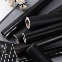 Pure Black Self-Adhesive Vinyl Wallpaper Kitchen Cabinet Storage Desktop Furniture Bedroom Decor Waterproof Film Wall Stickers