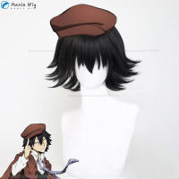 คุณภาพสูง Bungou Stray Dogs Ranpo Edogawa Ranpo คอสเพลย์วิกผม30ซม. วิกผมสีดำแว่นตาคอสเพลย์อะนิเมะคอสเพลย์วิกผม Porps หมวกวิกผม